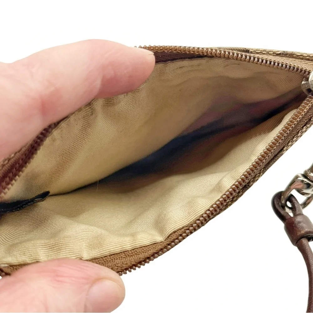 Coach Signature Brown Wristlet - Picture 3 of 7